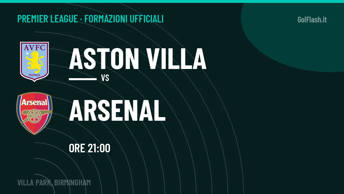 Formazioni ufficiali Aston Villa-Arsenal: gli undici scelti dai due allenatori