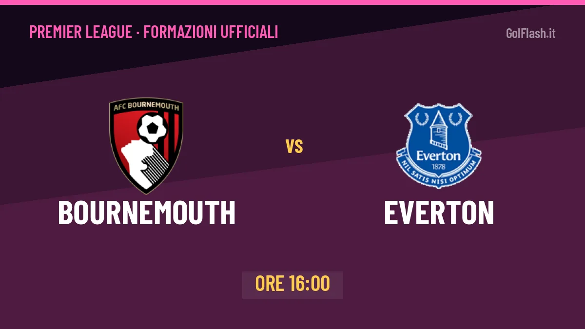 Bournemouth-Everton, ecco le formazioni ufficiali: tutte le scelte dei due allenatori