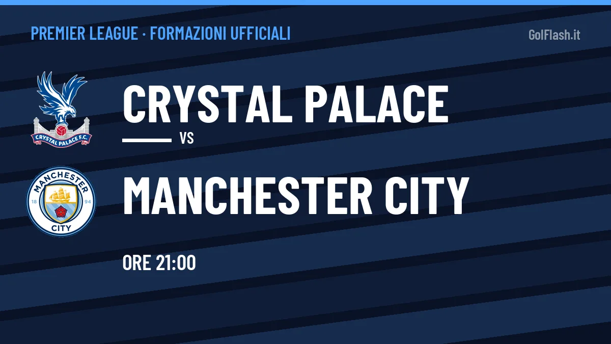 Le formazioni ufficiali di Crystal Palace-Manchester City: 3-4-2-1 contro 4-2-3-1