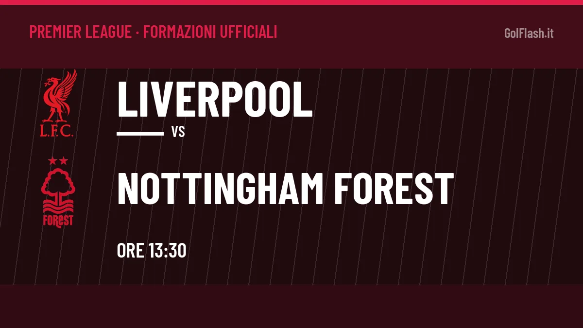 Formazioni ufficiali Liverpool-Nottingham Forest (Premier League): gli undici scelti