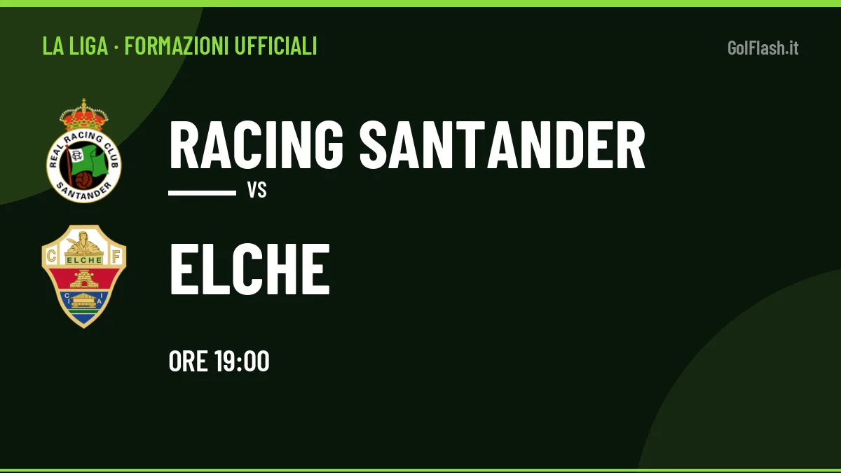 Le formazioni ufficiali di Racing Santander-Elche: Anselmi risponde col 5-4-1