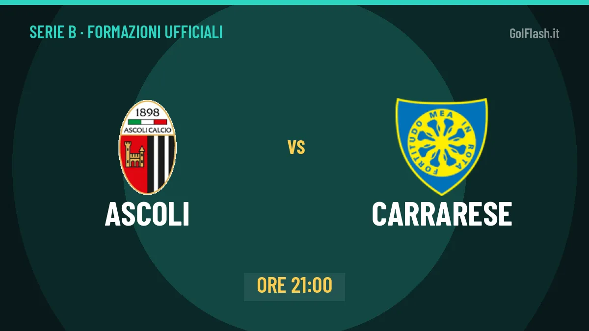 Ascoli-Carrarese: le formazioni ufficiali e dove vedere la partita