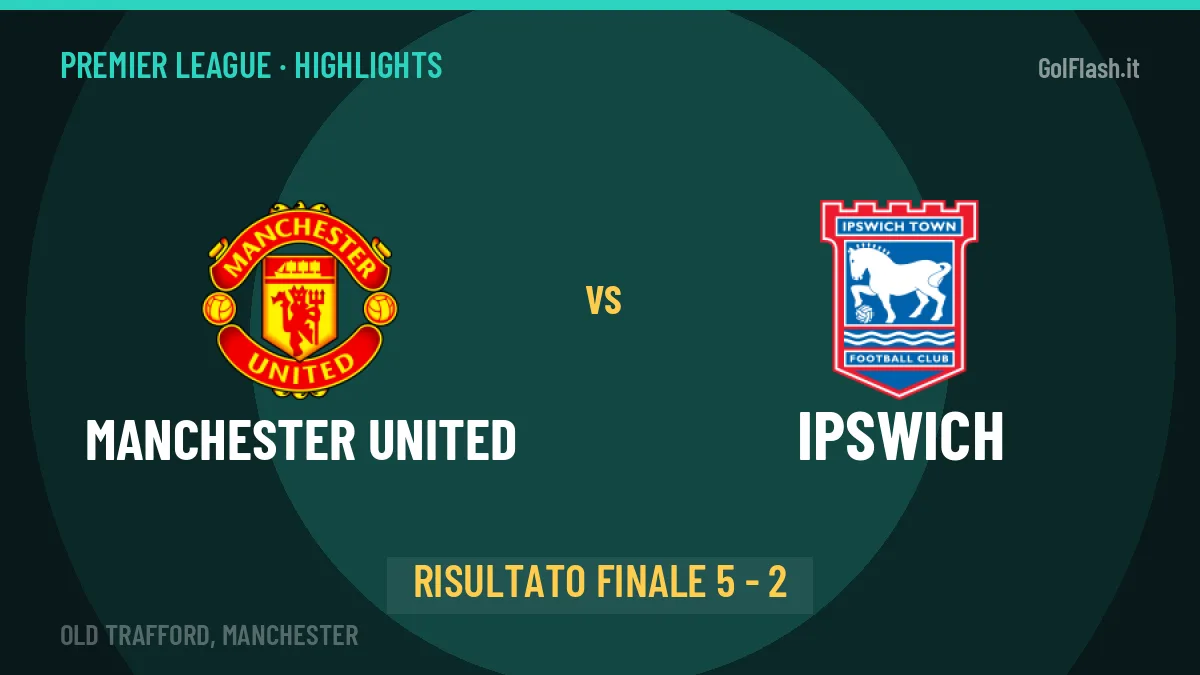 Manchester United-Ipswich 5-2: highlights, video, azioni e gol del match