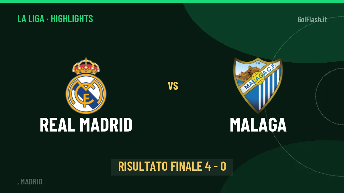 Real Madrid-Malaga: il video degli highlights e il tabellino (4-0)