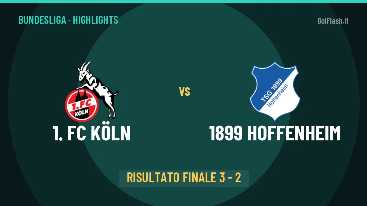 1. FC Köln-1899 Hoffenheim 3-2: highlights, video, azioni e gol del match