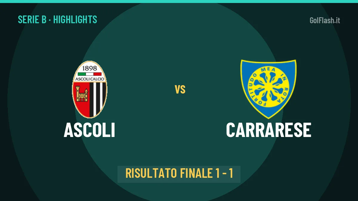 Ascoli-Carrarese 1-1: video gol, azioni salienti e statistiche