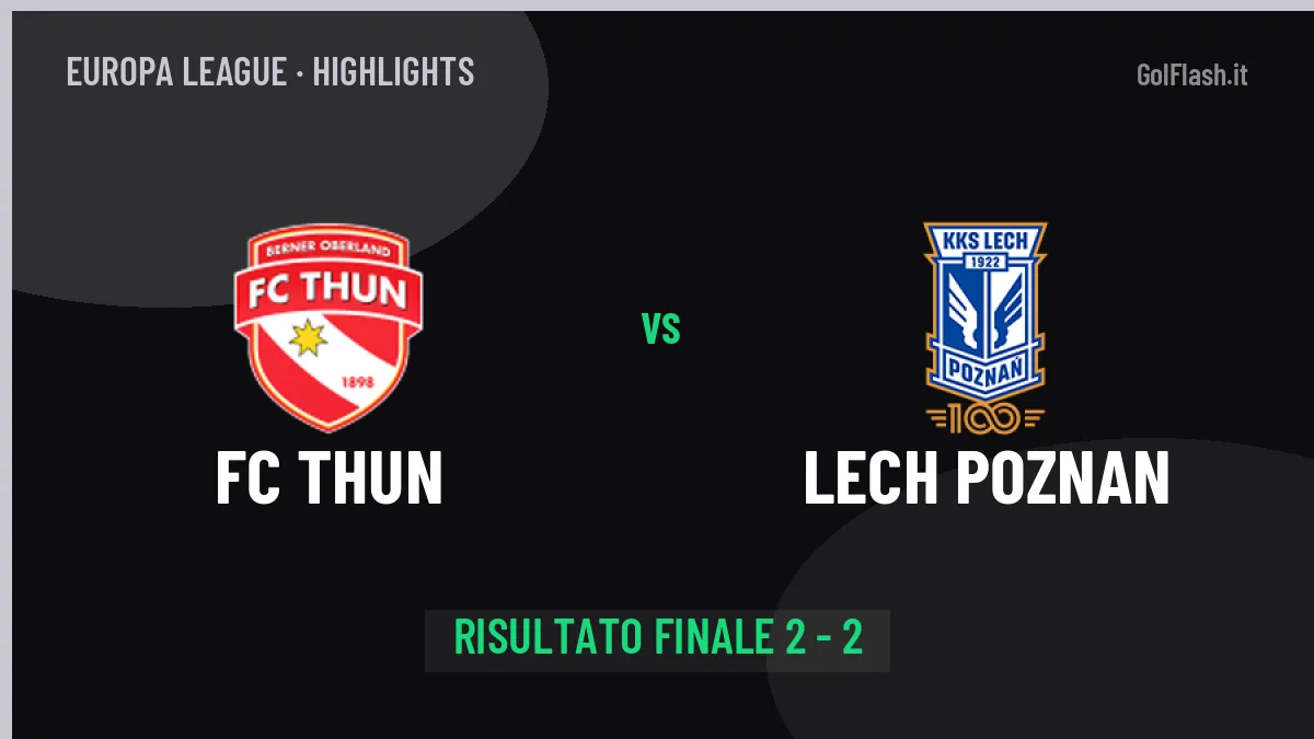 FC Thun-Lech Poznan 2-2: highlights, video, azioni e gol del match