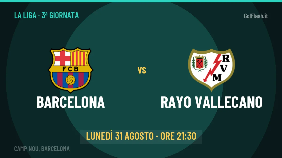 Barcelona Rayo Vallecano in streaming: dove vedere la partita, orario e probabili formazioni