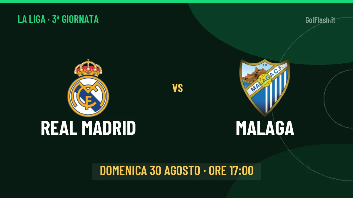 Real Madrid-Malaga, La Liga: probabili formazioni, quote e dove vedere la partita in TV e streaming