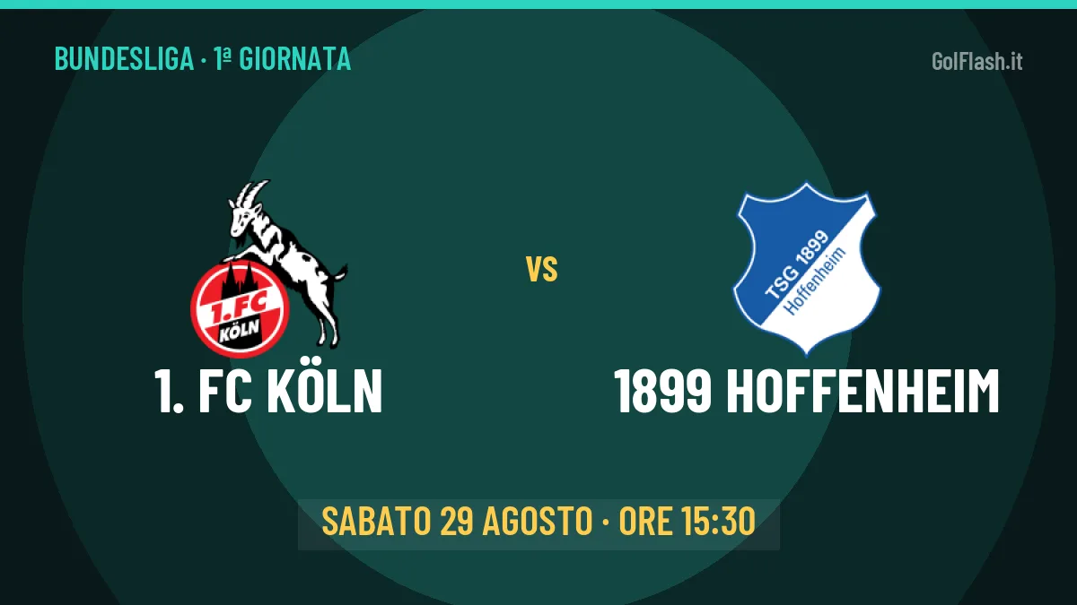 1. FC Köln-1899 Hoffenheim in TV: a che ora si gioca, dove vederla e probabili formazioni
