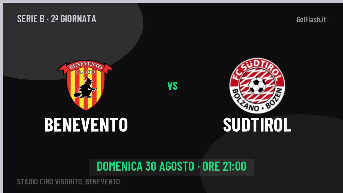 Benevento-Sudtirol, Serie B: probabili formazioni, quote e dove vedere la partita in TV e streaming