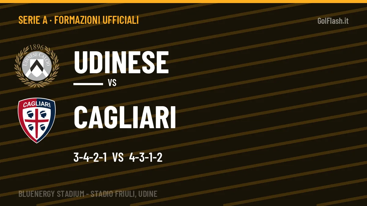 Formazioni ufficiali Udinese-Cagliari (Serie A): gli undici scelti