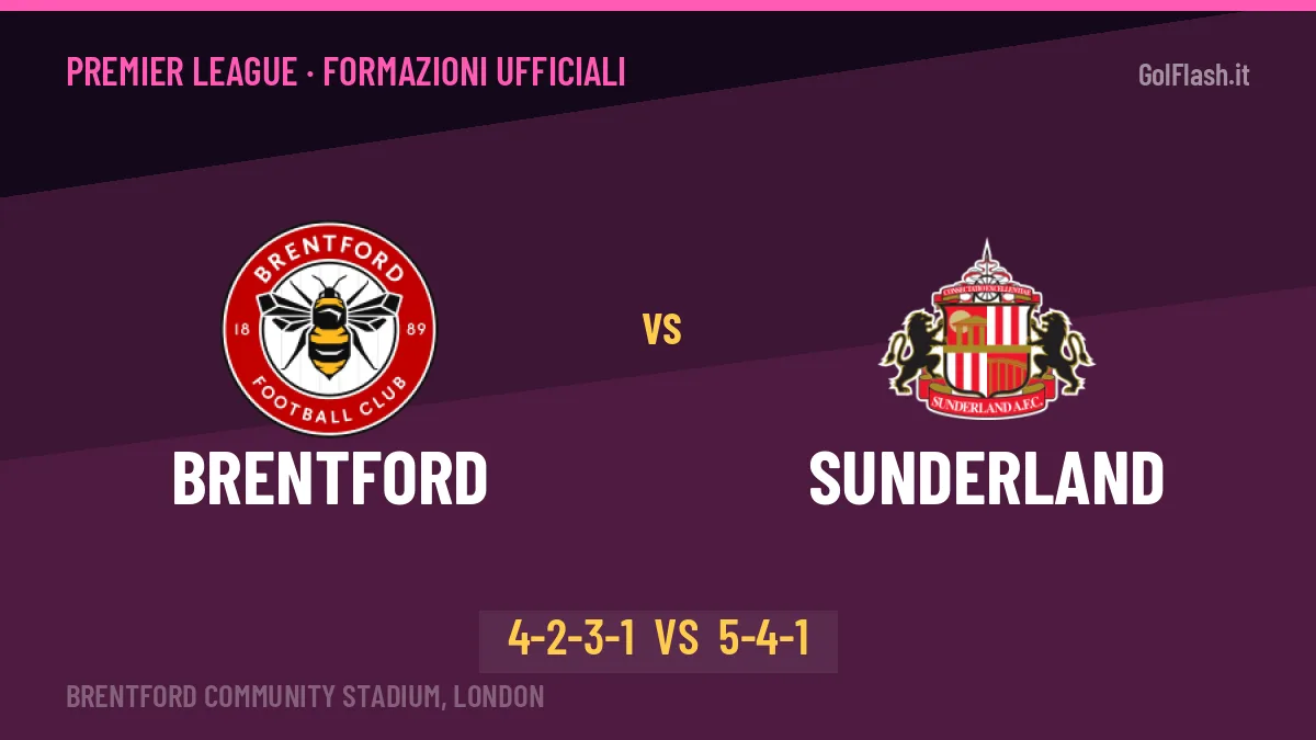 Brentford-Sunderland formazioni ufficiali: dal 1' c'è Thiago