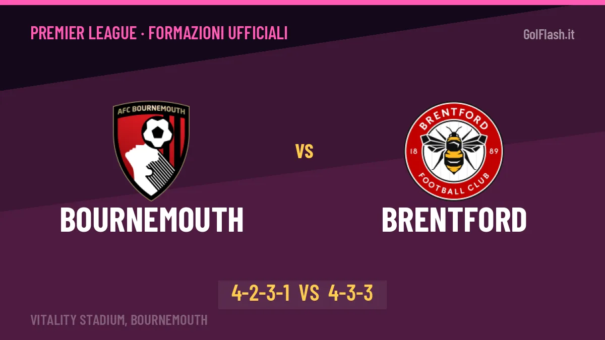 Bournemouth-Brentford: le formazioni ufficiali, Rose sceglie il 4-2-3-1