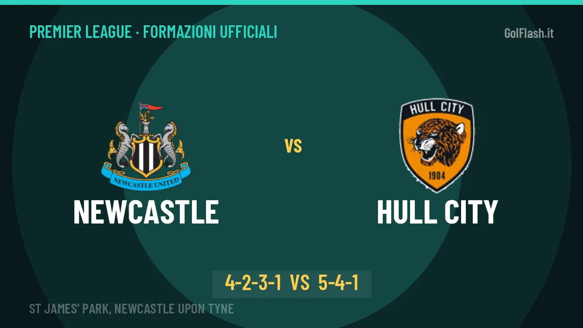 Newcastle-Hull City, ecco le formazioni ufficiali: tutte le scelte dei due allenatori