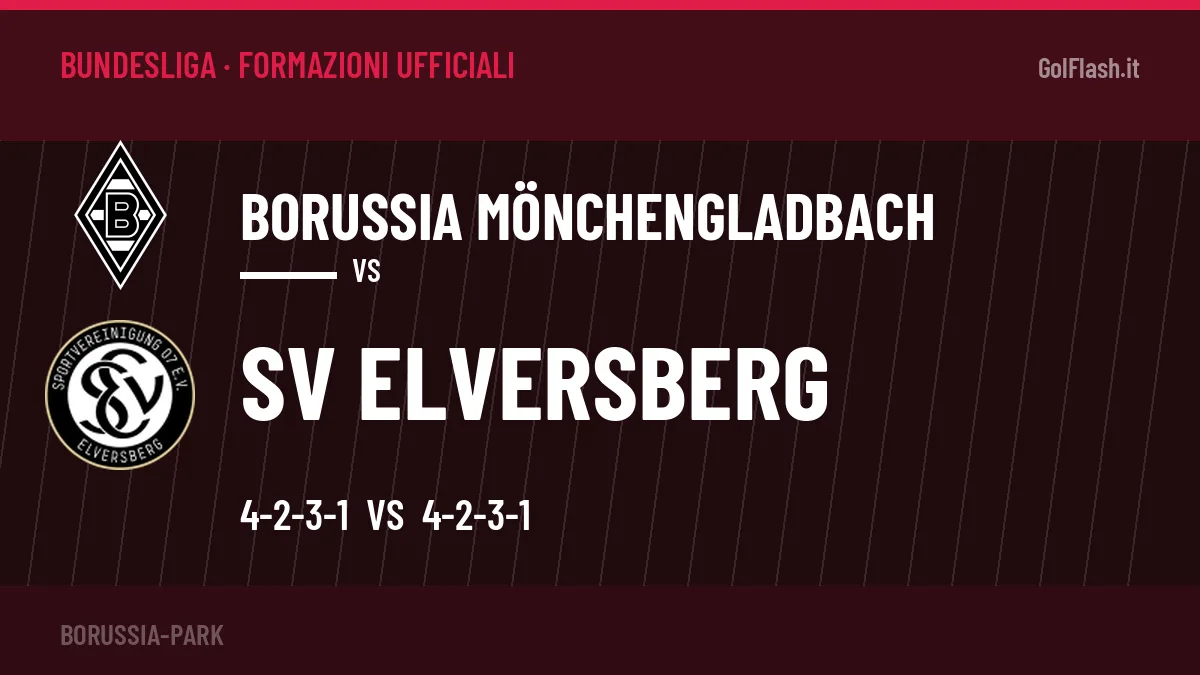 Le formazioni ufficiali di Borussia Mönchengladbach-SV Elversberg: 4-2-3-1 contro 4-2-3-1