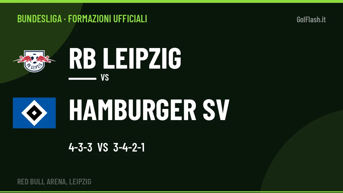 Le formazioni ufficiali di RB Leipzig-Hamburger SV: Polzin risponde col 3-4-2-1