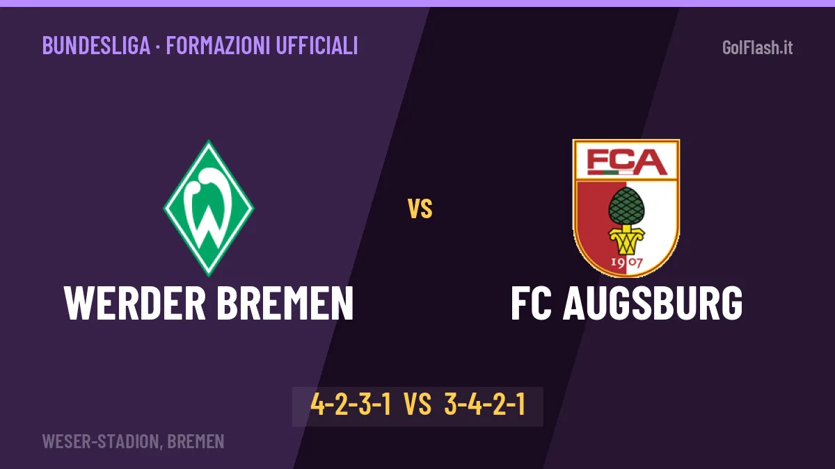 Werder Bremen-FC Augsburg formazioni ufficiali: dal 1' c'è Füllkrug