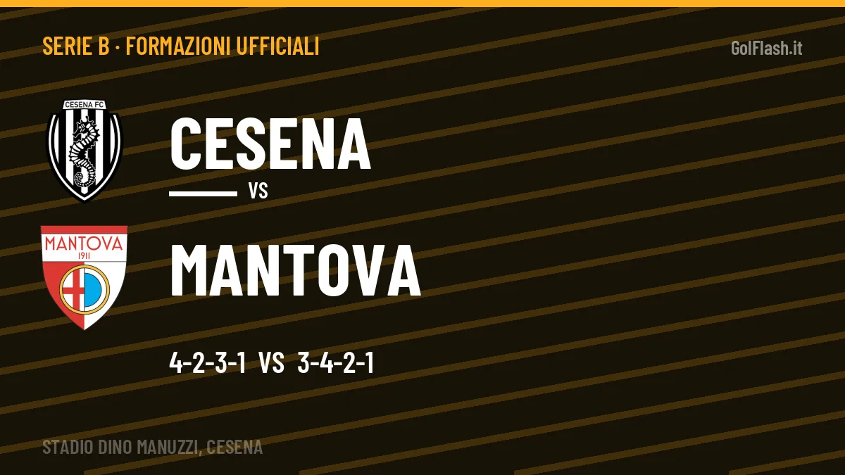 Formazioni ufficiali Cesena-Mantova: Vlahović titolare nel Mantova