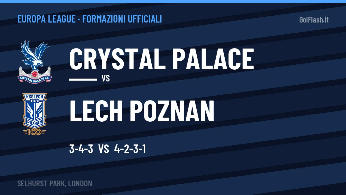 Le formazioni ufficiali di Crystal Palace-Lech Poznan: Frederiksen risponde col 4-2-3-1