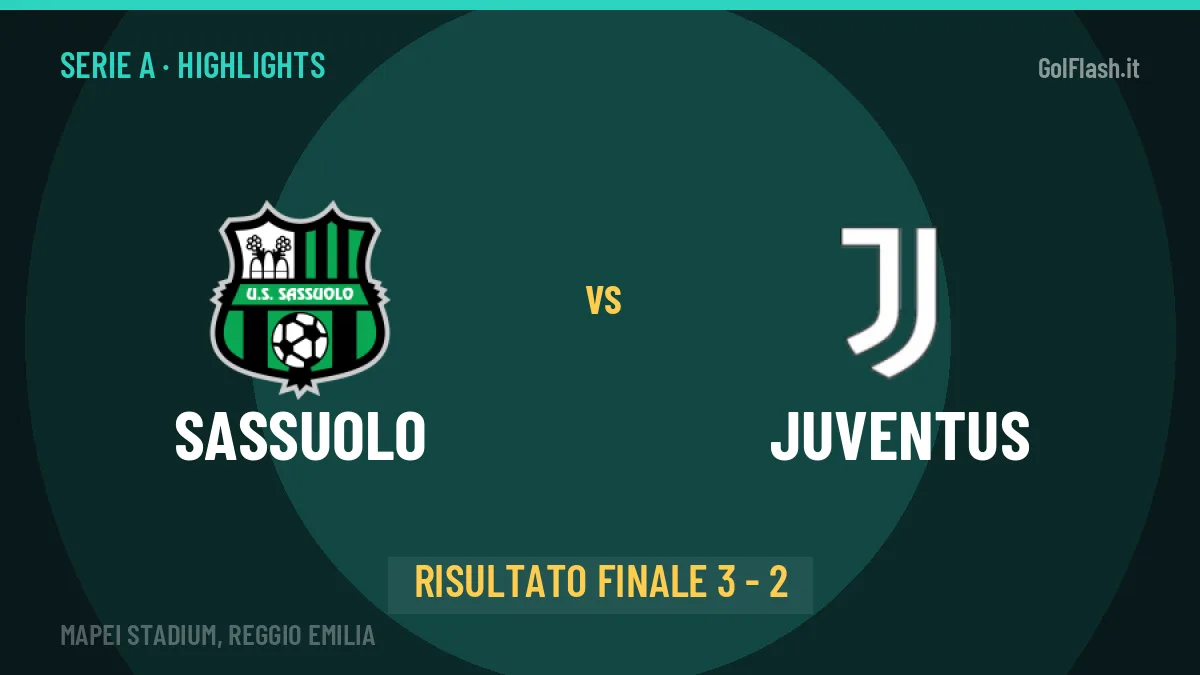 Sassuolo-Juventus 3-2: highlights, video, azioni e gol del match