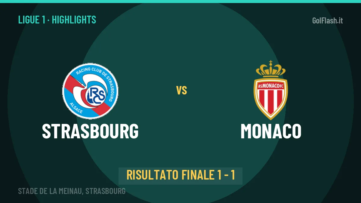 Strasbourg-Monaco 1-1: highlights, video, azioni e gol del match