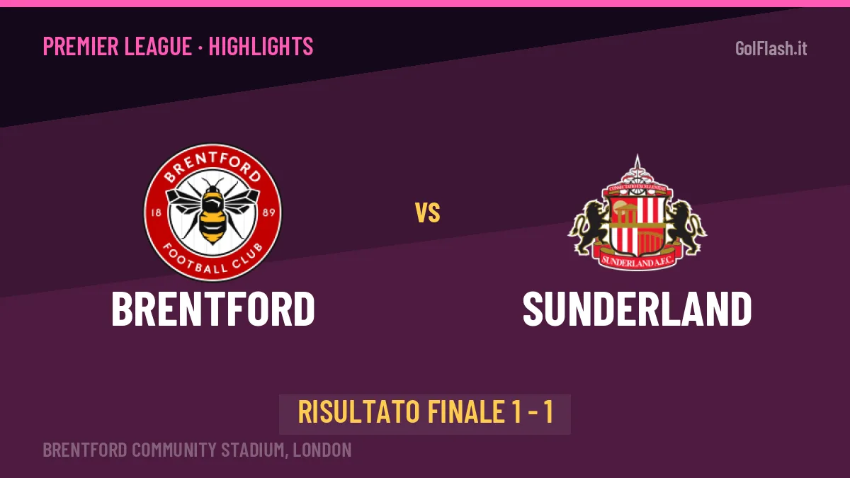 Brentford-Sunderland: il video degli highlights e il tabellino (1-1)