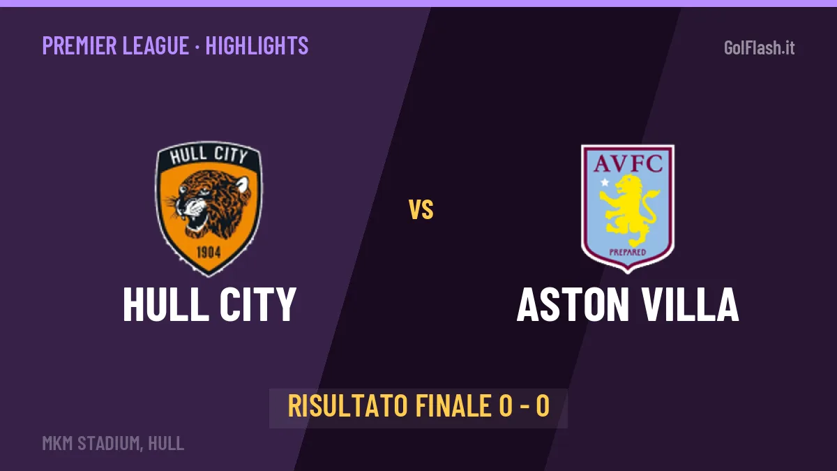 Hull City-Aston Villa 0-0: video gol, azioni salienti e statistiche