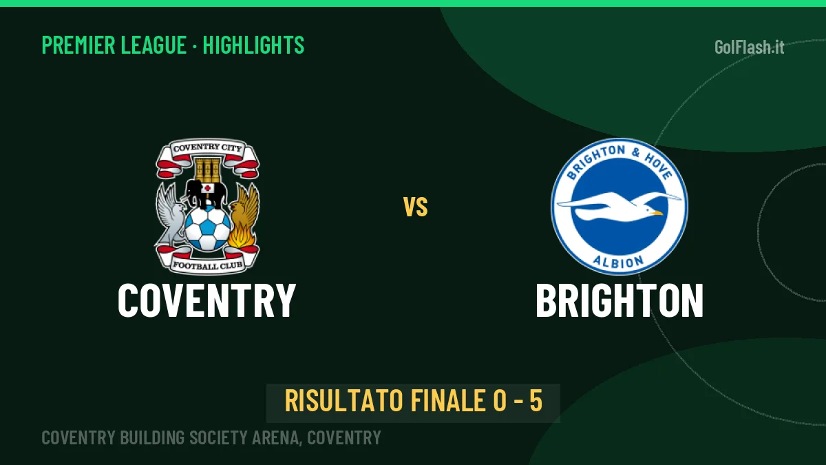 Coventry-Brighton: il video degli highlights e il tabellino (0-5)