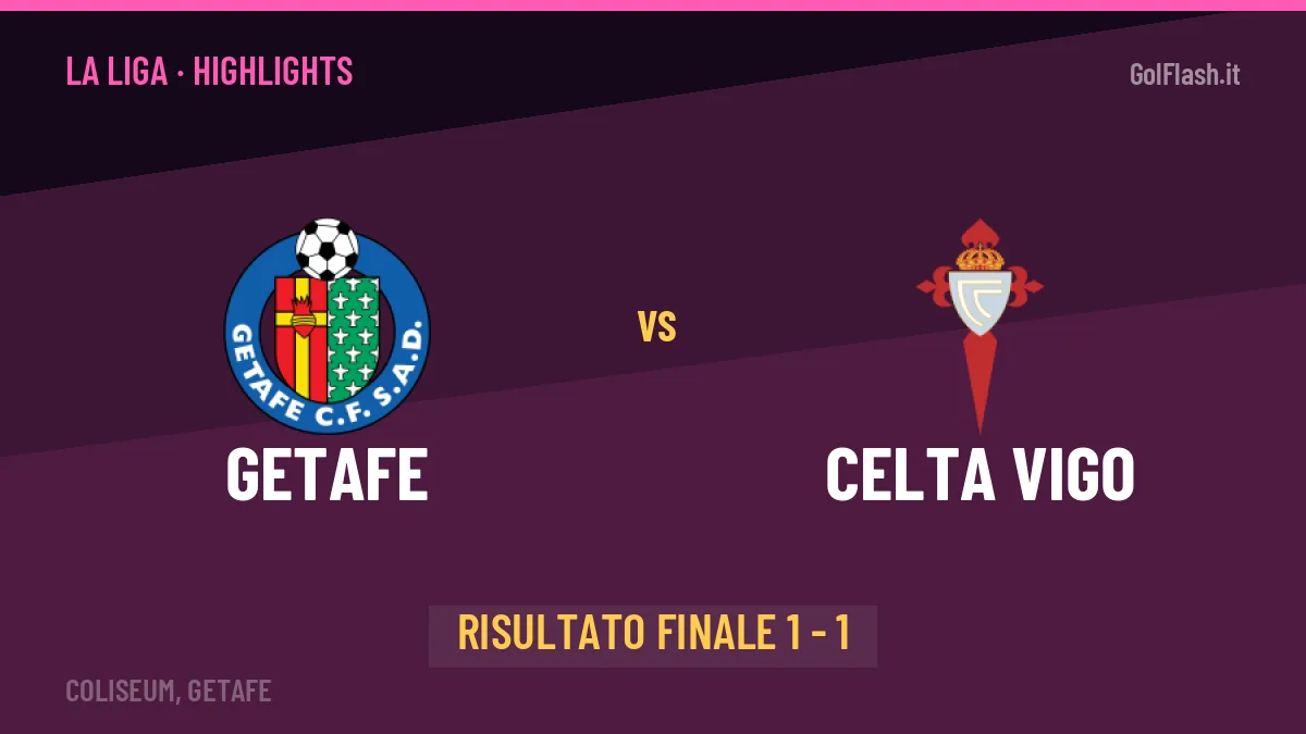 Getafe-Celta Vigo 1-1: highlights, video, azioni e gol del match