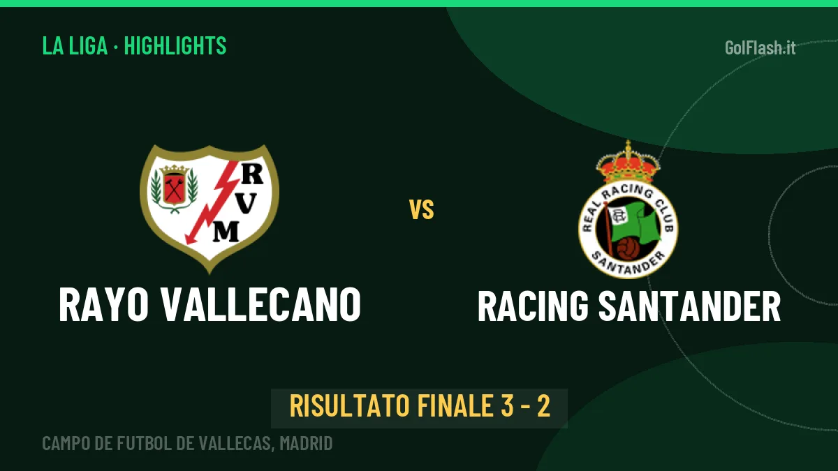 Rayo Vallecano-Racing Santander 3-2, gli highlights: tutti i gol in video