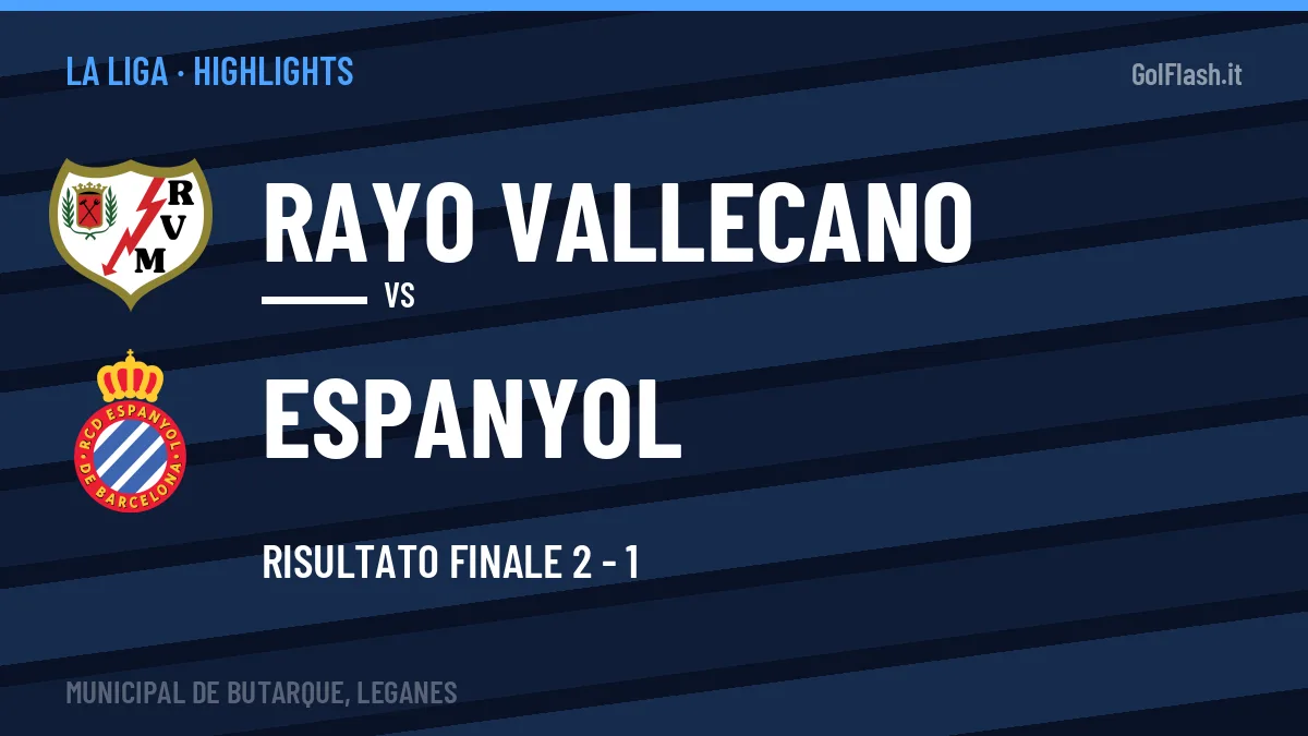 Highlights La Liga: Rayo Vallecano-Espanyol 2-1 in video
