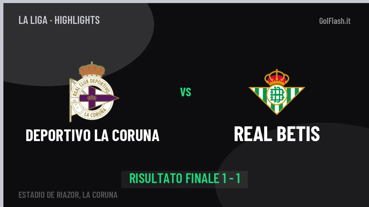 Deportivo La Coruna-Real Betis: il video degli highlights e il tabellino (1-1)