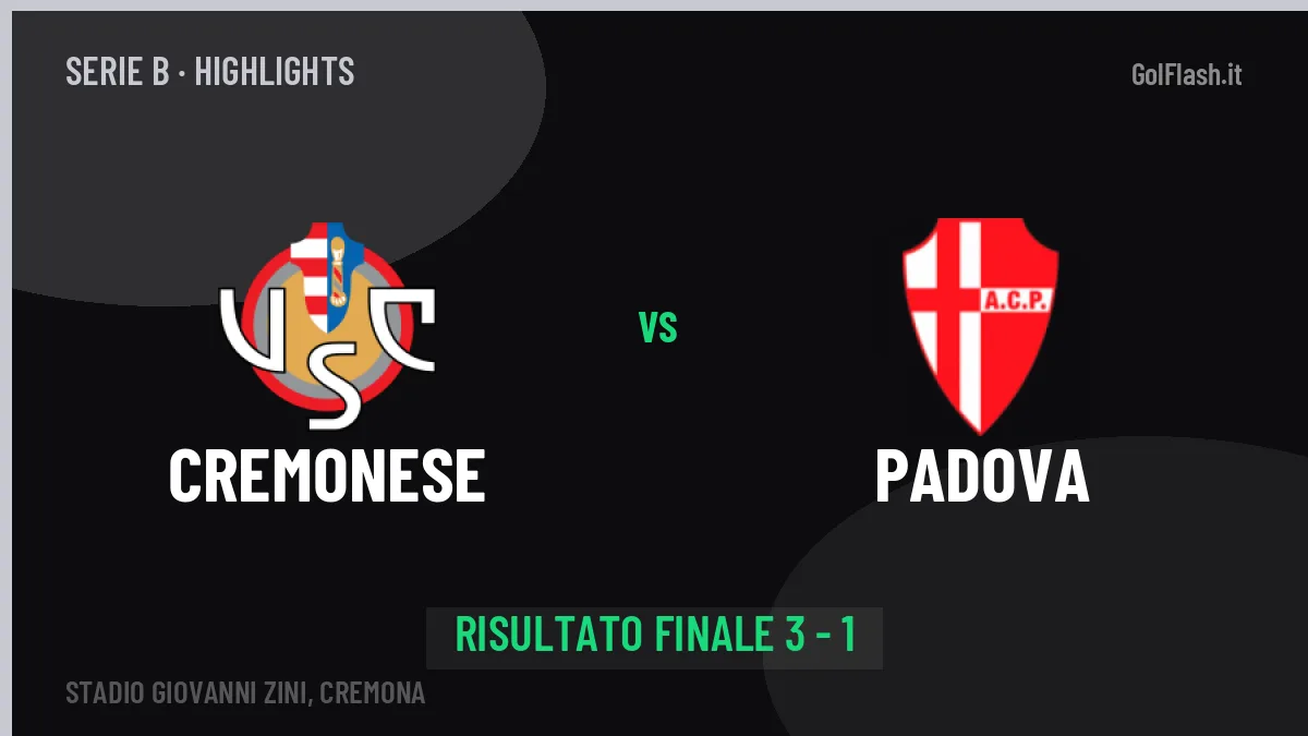 Cremonese-Padova 3-1: video gol, azioni salienti e statistiche
