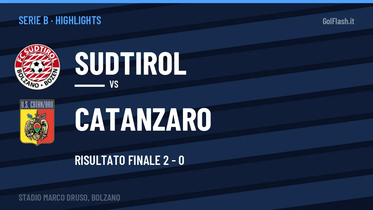 Highlights Sudtirol-Catanzaro: gol e sintesi della partita (2-0)