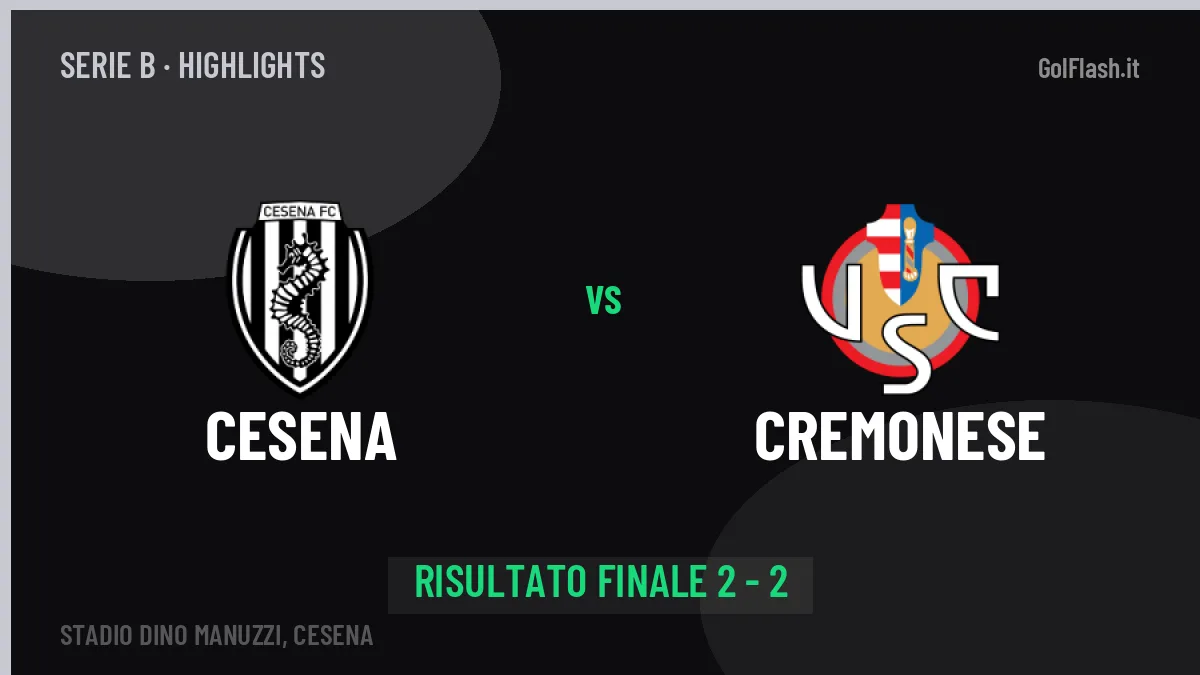 Cesena-Cremonese highlights: video, marcatori e statistiche