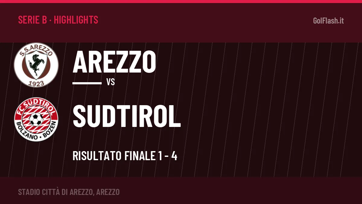 Highlights Arezzo-Sudtirol: gol e sintesi della partita (1-4)