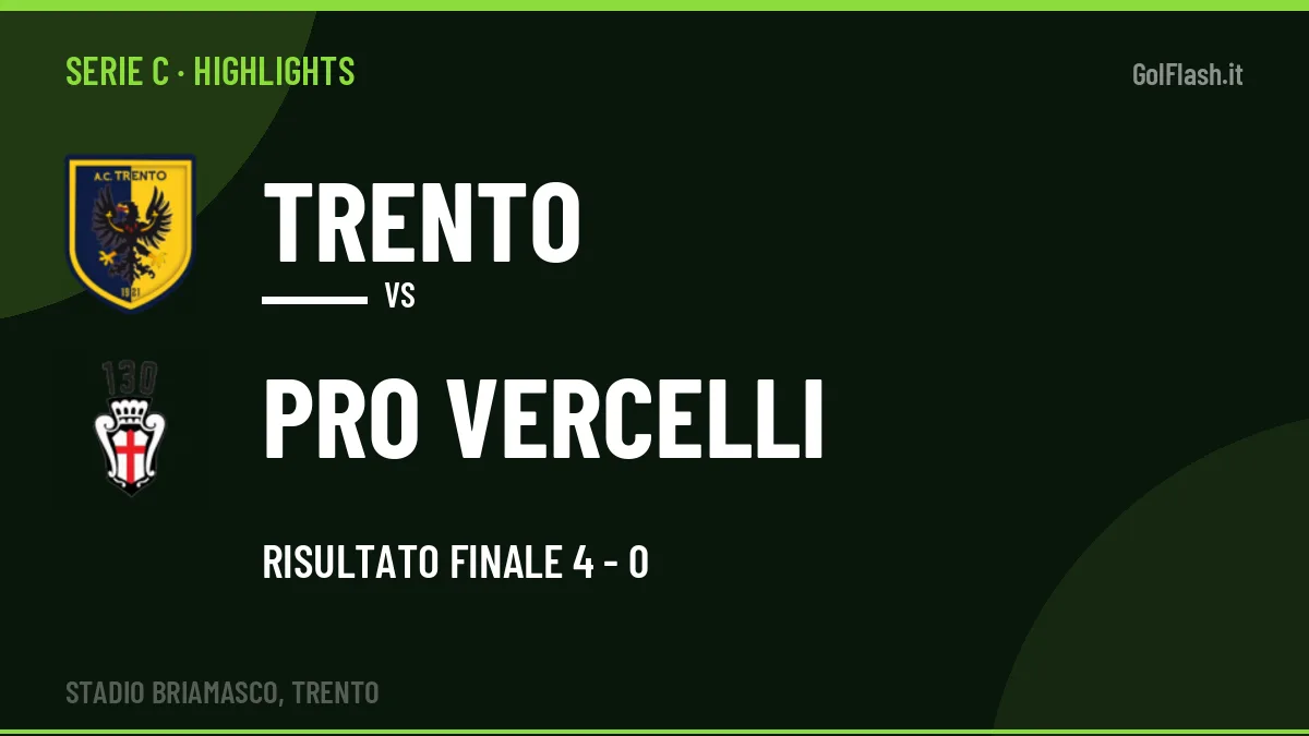 Highlights Trento-PRO Vercelli: gol e sintesi della partita (4-0)