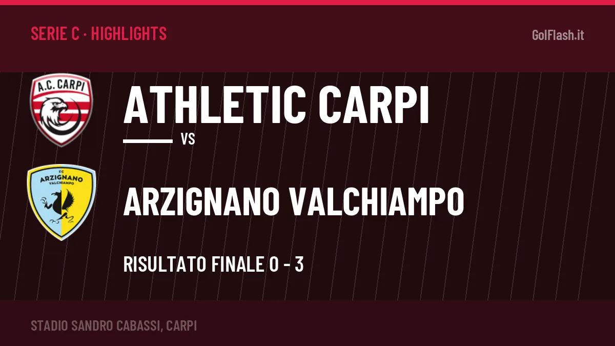Gol e highlights di Athletic Carpi-Arzignano Valchiampo 0-3: guarda la sintesi