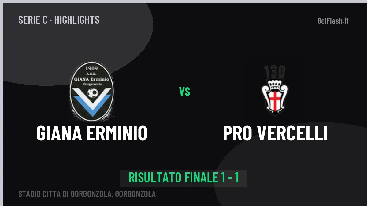 Giana Erminio-PRO Vercelli 1-1: video gol, azioni salienti e statistiche