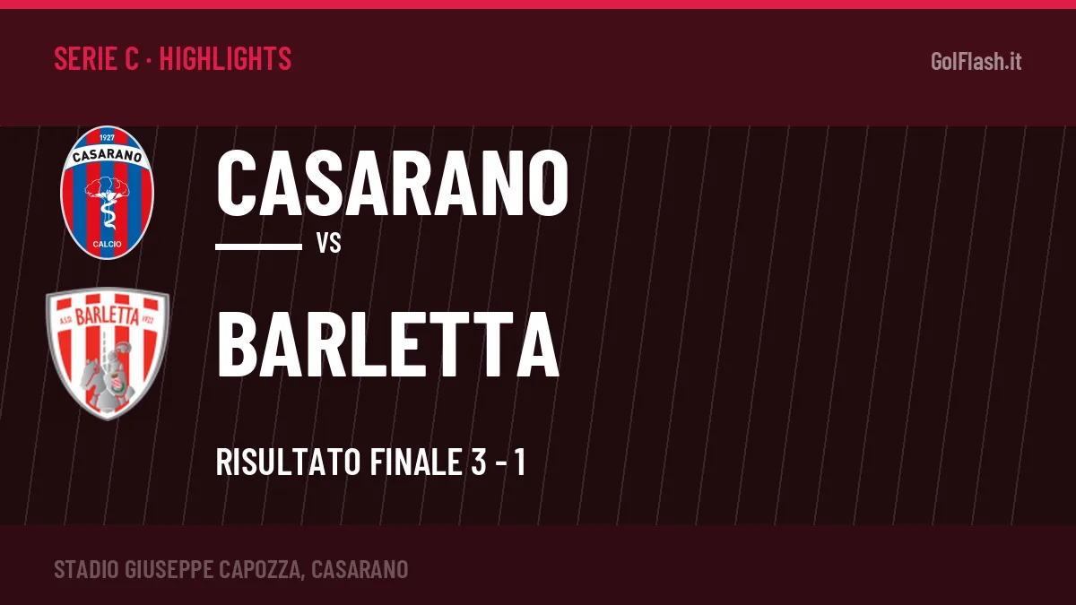 Video Casarano-Barletta: highlights e gol della partita di Serie C