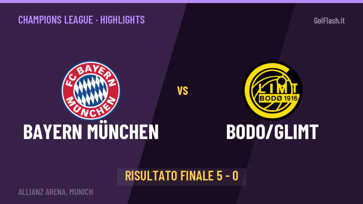 Bayern München-Bodo/Glimt 5-0: video gol, azioni salienti e statistiche