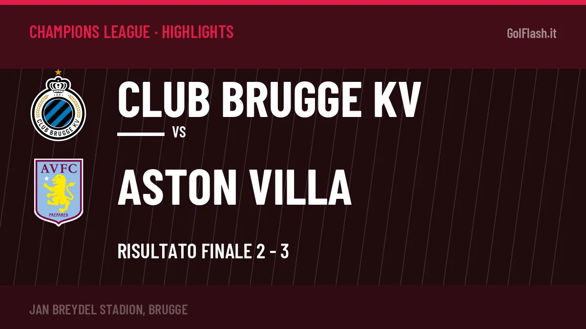 Highlights e gol Club Brugge KV-Aston Villa: la sintesi della 1ª giornata