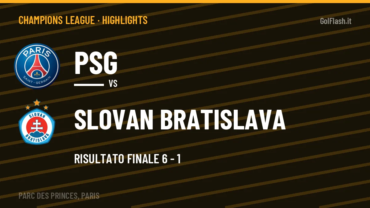 Rivedi PSG-Slovan Bratislava: highlights, gol e momenti chiave della partita