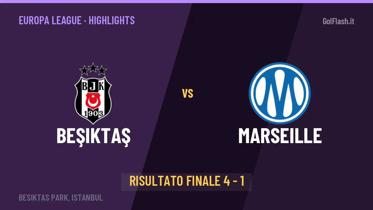 Beşiktaş-Marseille 4-1: video gol, azioni salienti e statistiche