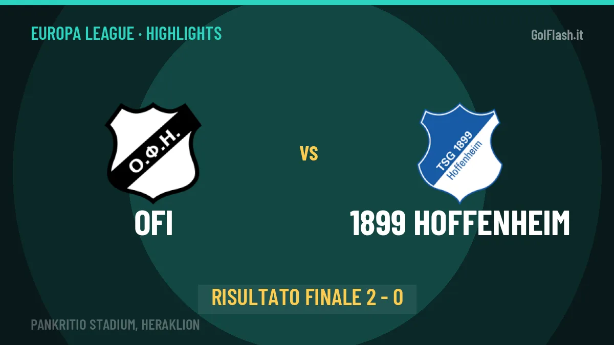 OFI-1899 Hoffenheim 2-0: video gol, azioni salienti e statistiche