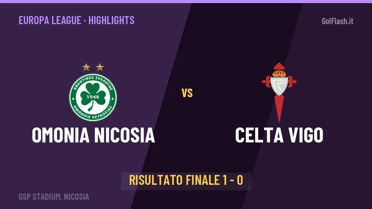Omonia Nicosia-Celta Vigo: il video degli highlights e il tabellino (1-0)