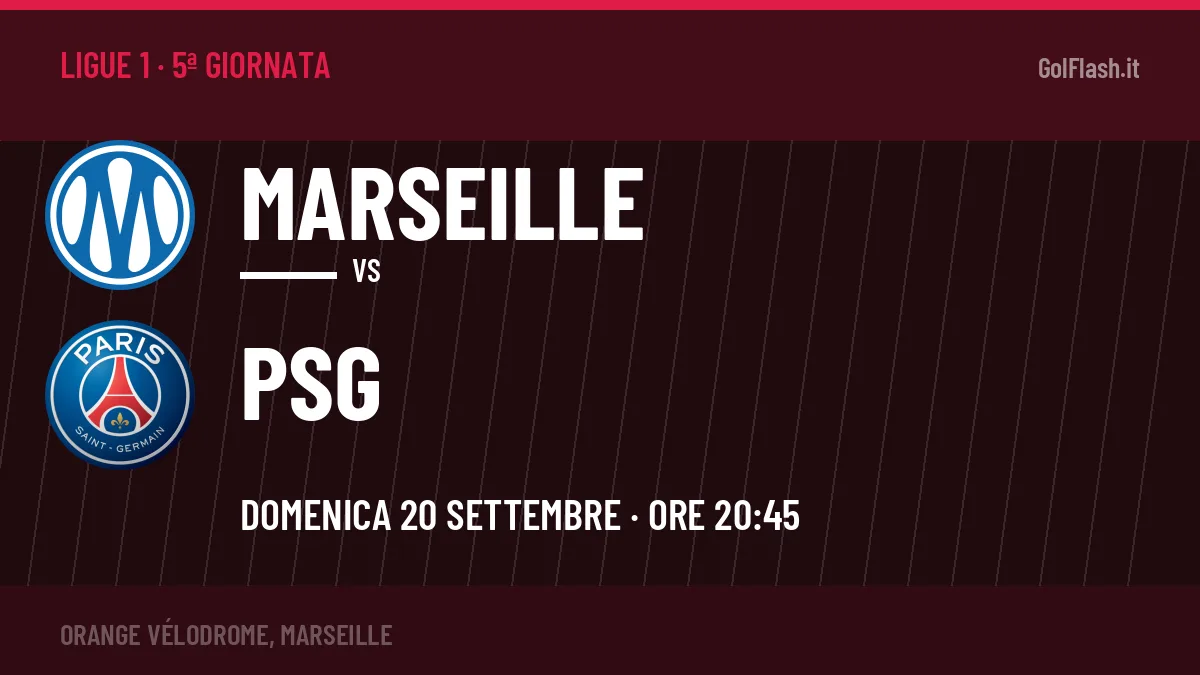 Marseille PSG in streaming: dove vedere la partita, orario e probabili formazioni
