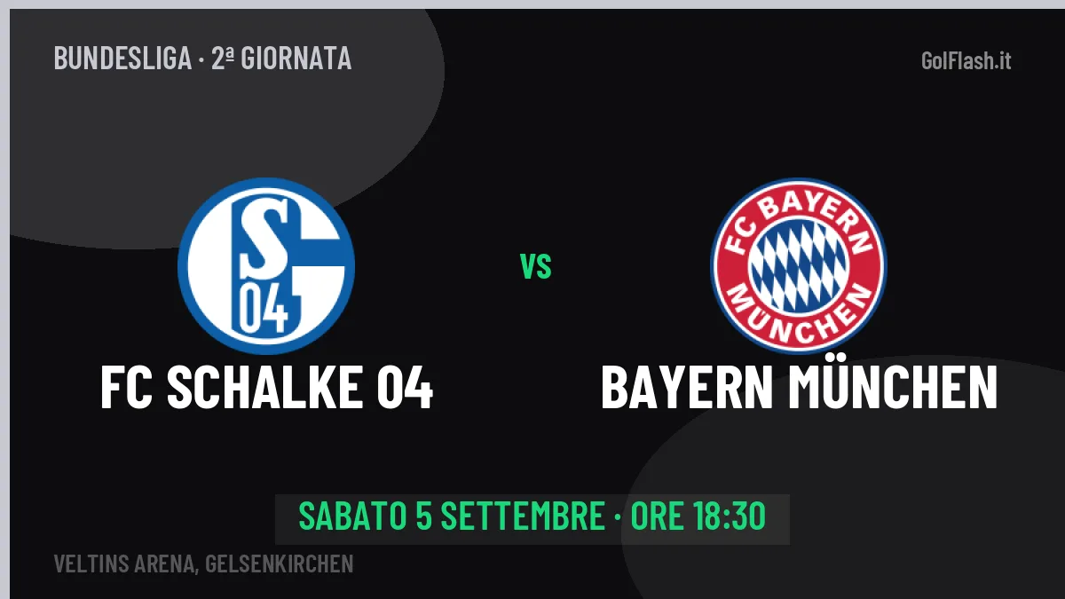 FC Schalke 04-Bayern München Bundesliga 2ª giornata: orario, TV, streaming e probabili formazioni