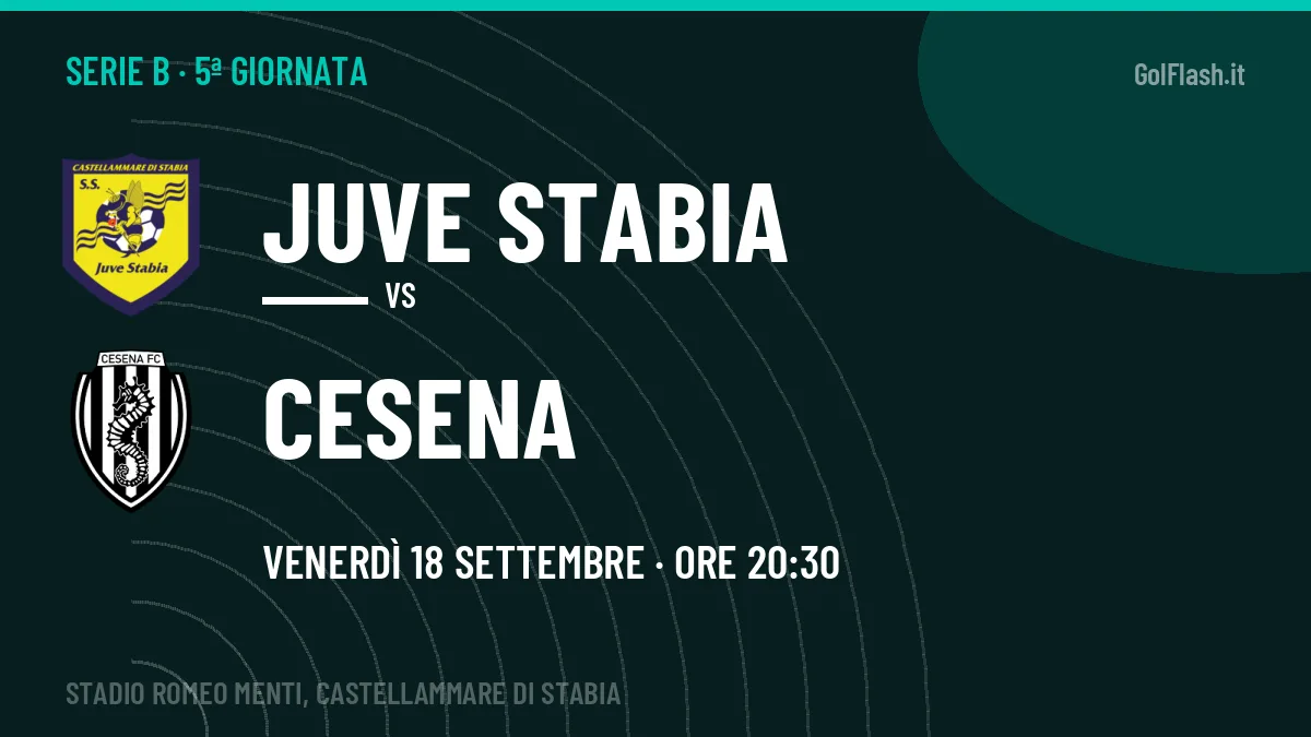 Juve Stabia-Cesena Serie B 5ª giornata: orario, TV, streaming e probabili formazioni